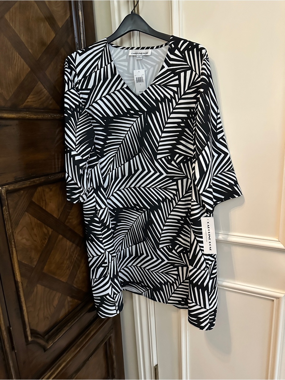 Caroline Rose Palm-Print Easy Dress
